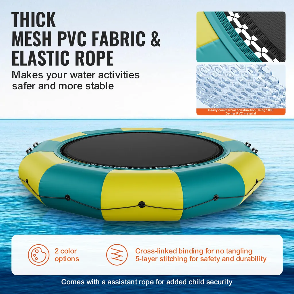 Trampoline Eau 3,96m Résistant avec Échelle - Capacité de 226kg