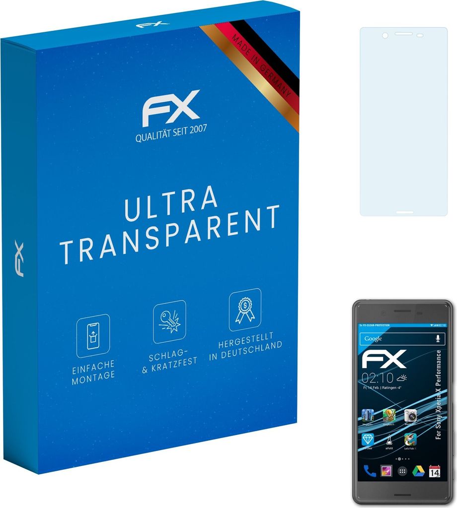 atFoliX FX-Clear 3x Schutzfolie kompatibel mit Sony Xperia X Performance Displayschutzfolie