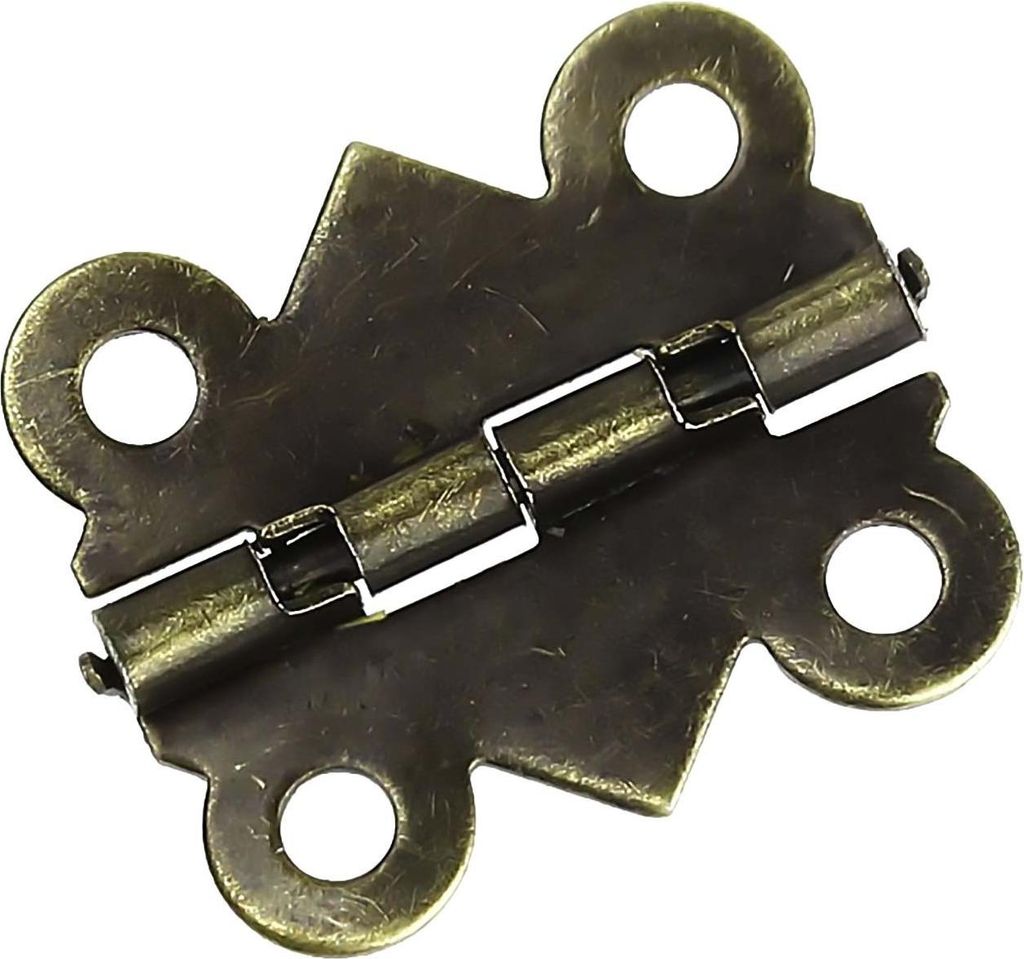 20 Scharnier für Boxen, Schatullen, Kästchen uvm. 2 x 1,7 cm, antik messing