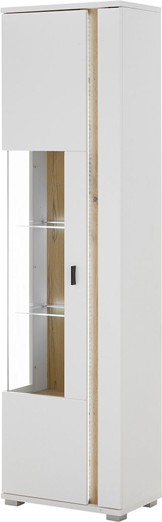 Vitrine Türanschlag links weiß mit Eiche LOVENO-61
