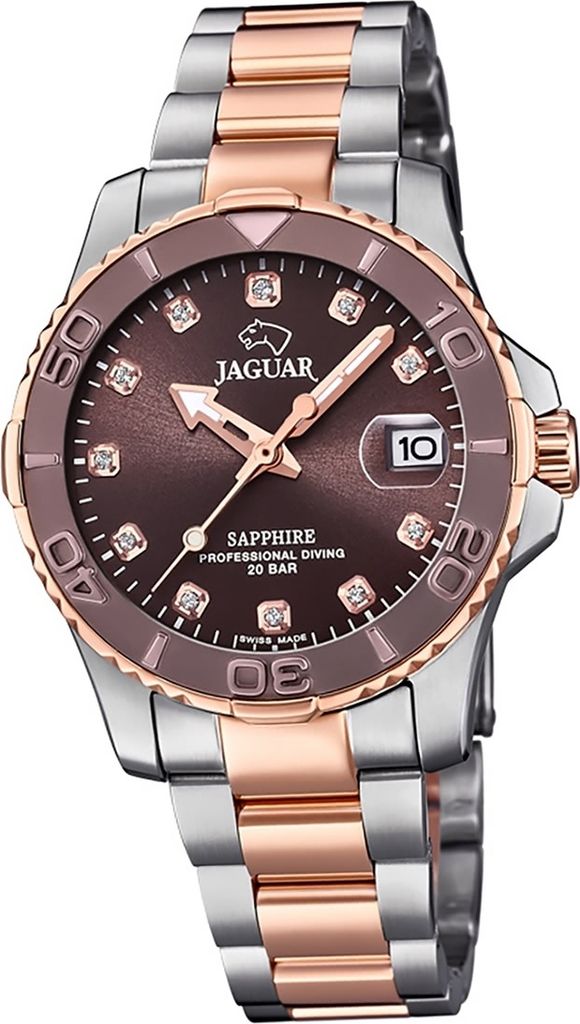 Jaguar Edelstahl Damen Uhr Analog Fashion silber rosegold Cosmopolitan D2UJ871/2