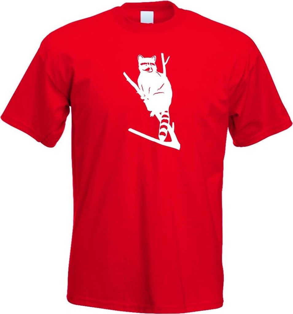 Kiwistar - T-Shirt - rot - Waschbär Motiv 1 - Pelz Herren Funshirt Bedruckt Design Sprüche Spruch Motive - mit Motiv Bedruckt - Funshirt Design -...