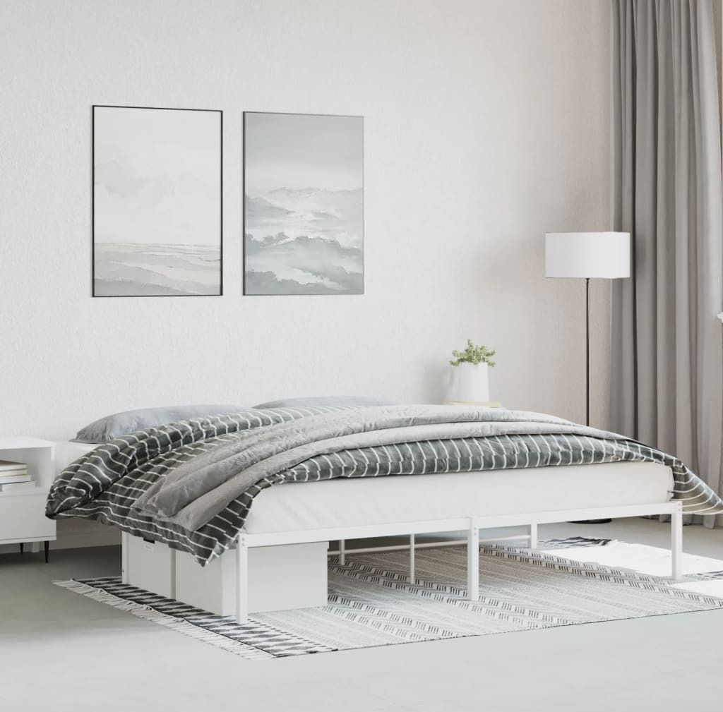 Design Möbel Bettgestell Metall Weiß 193x203 cm - 2024 Neu