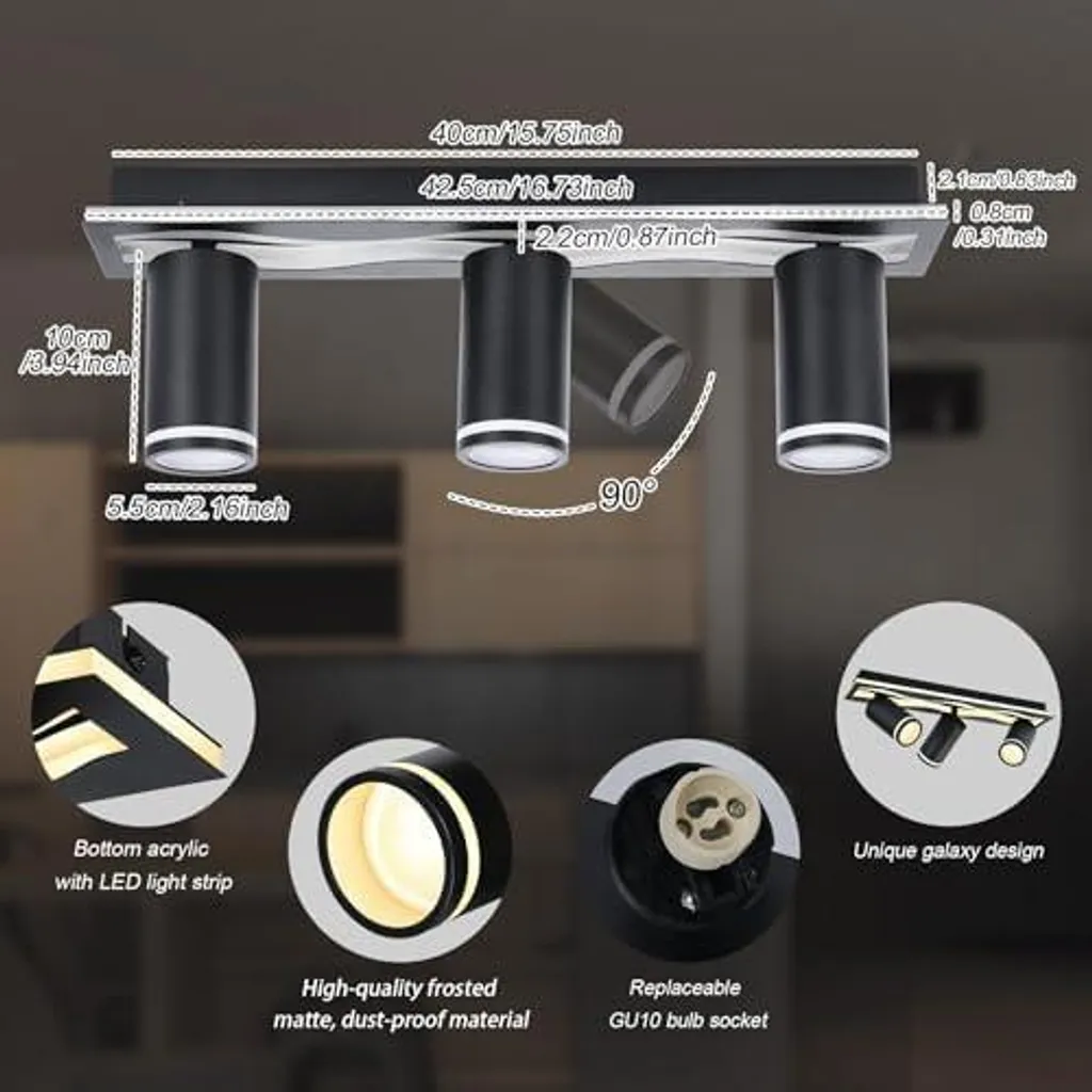 Plafonnier LED moderne orientable à éclairage chaud 3000K pour intérieur - 5