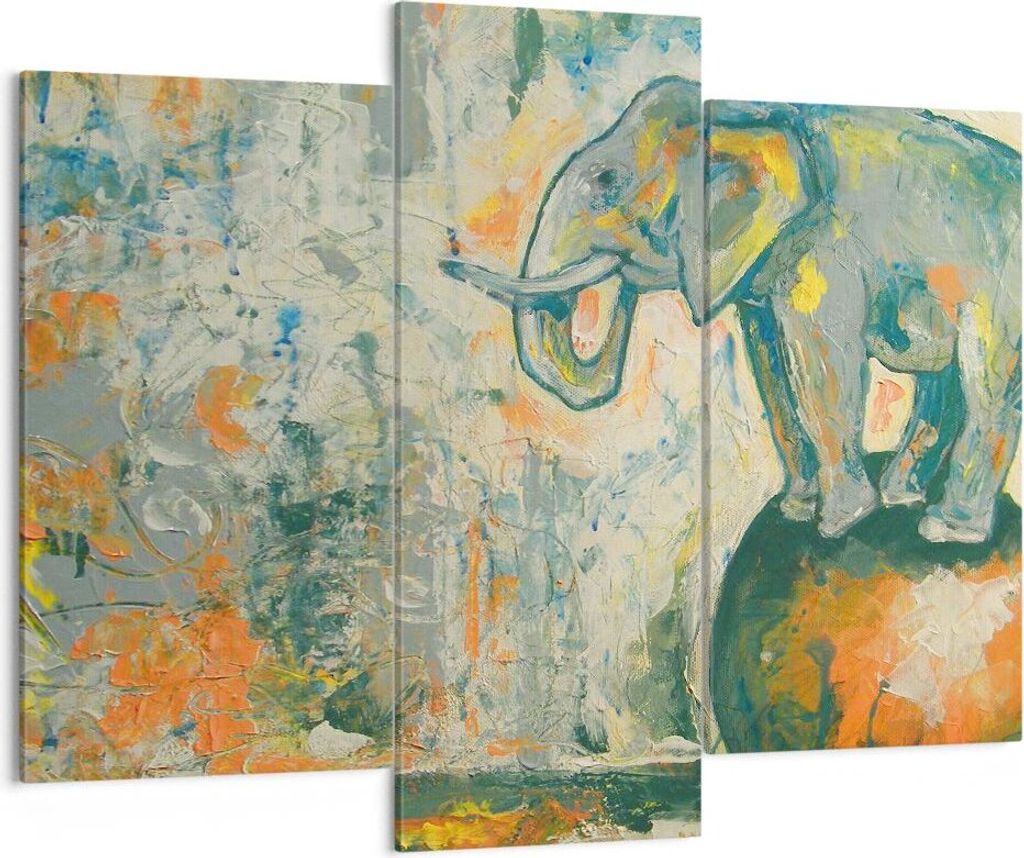 Bild auf Leinwand - Leinwandbild - Elefant Abstraktion - 130x100cm - Wand Bild - Wanddeko - Leinwanddruck - Bilder - Kunstdruck - Wanddekoration - ...