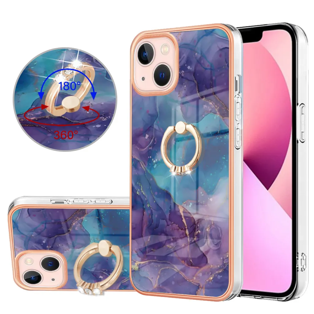 Cover iPhone 13 Viola Silicone con Ring Holder - Accessorio Glamour