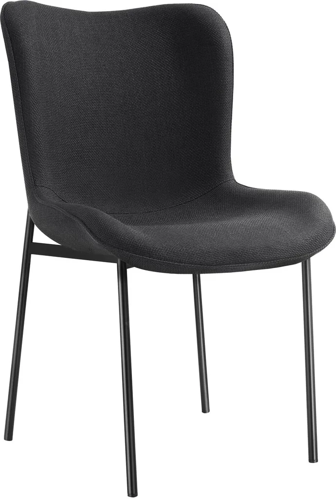 Chaise rembourrée Tessa tissu noir et pieds noirs par pièce pour salon