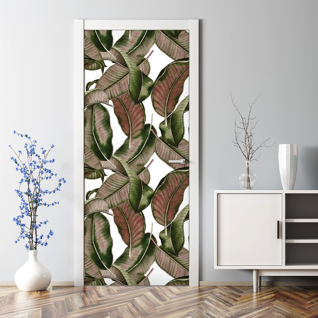 Dekorative Türaufkleber selbstklebend Klebefolie Türtapete Türfolie Große Blätter 85 x 200 cm