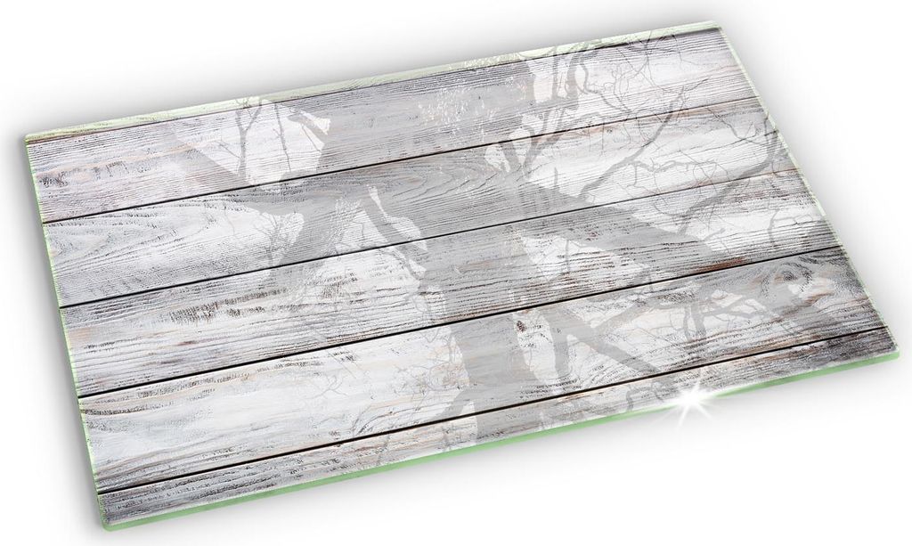 Glasplatte für Grabkerzen Gummifüße Glas Motiv - 52x30 cm - Helle Holzbretter