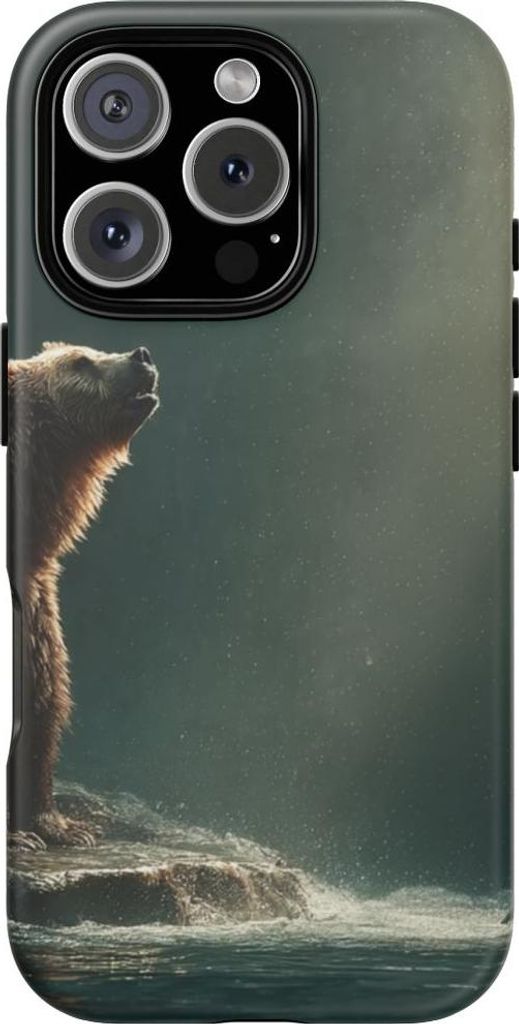 Braunbär am Fluss mit Lachs – Hülle Kompatibel mit iPhone 16 Pro