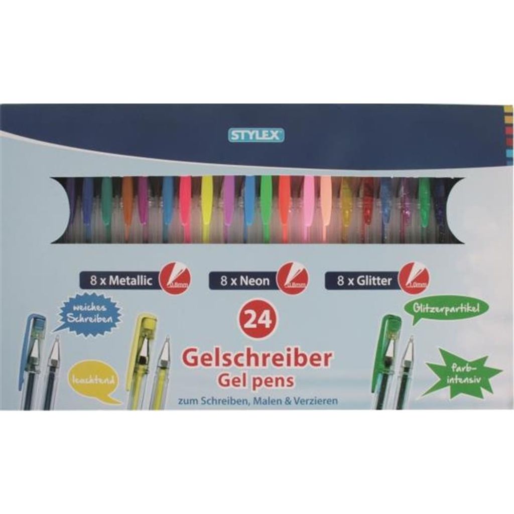 Stylex Stylex 24 Gelschreiber mit 8 Metallicfarben, 8 Produktbild 