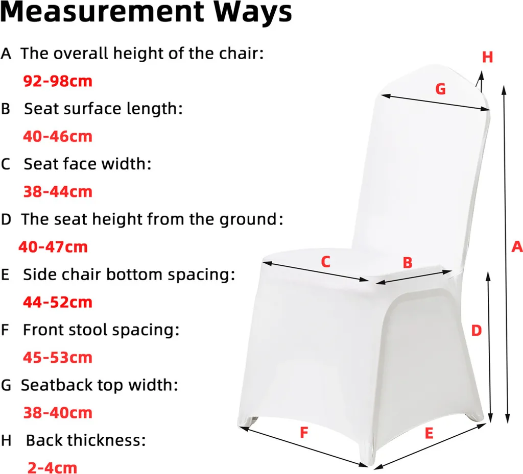 WISFOR 50 Housses de Chaise Stretch Blanches pour Mariage et Réception - 8