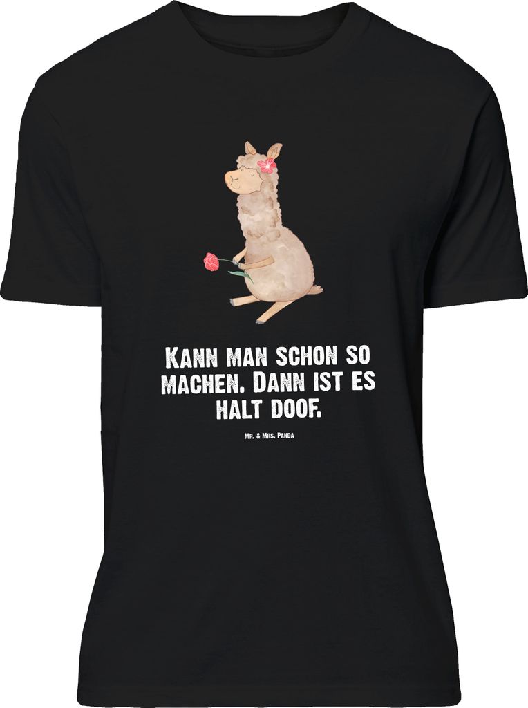 Mr. & Mrs. Panda Größe M T-Shirt Alpaka Blume - Schwarz - Geschenk, Lama, Spruch, Tshirt, Lamas, mit, Herren, Shirt