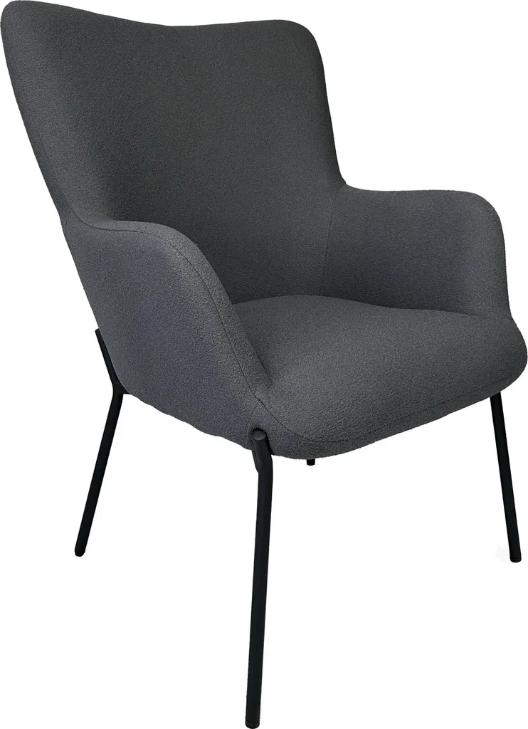 Fauteuil bouclé gris EIRA - Matière douce et texture moderne tendance