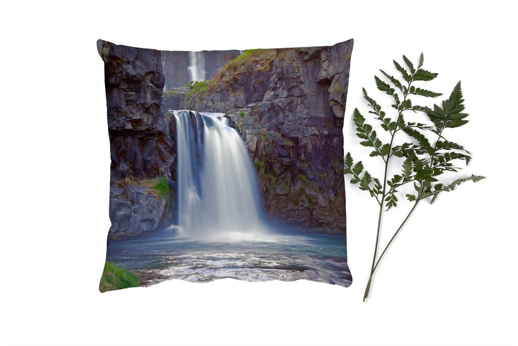 MuchoWow Zierkissen Sofakissen Wohnzimmer Dekokissen 45x45 cm Wasserfall - Wasser - Felsen - Schlafpolster - Polster für das Sofa