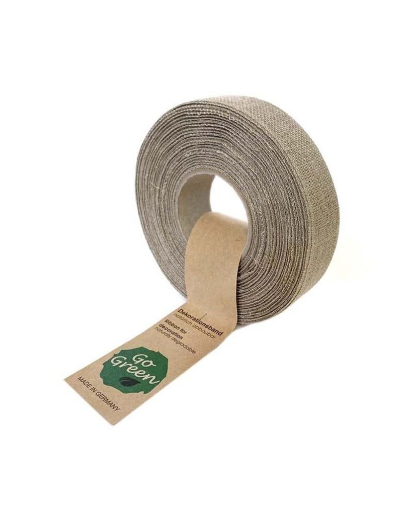 Dekoband Natur Beige Leinenband 25mm 20m Geschenkband Produktbild 