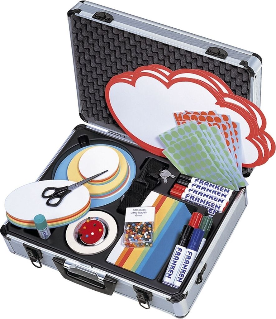 FRANKEN Moderationskoffer KOMPAKT 2.100 Teile Aluminium mit Laserpointer