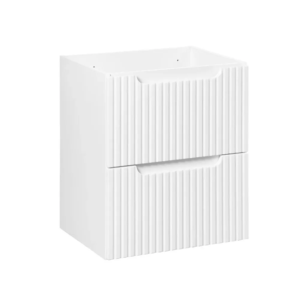 Meuble bas de salle de bain blanc 50 cm avec double tiroir de rangement