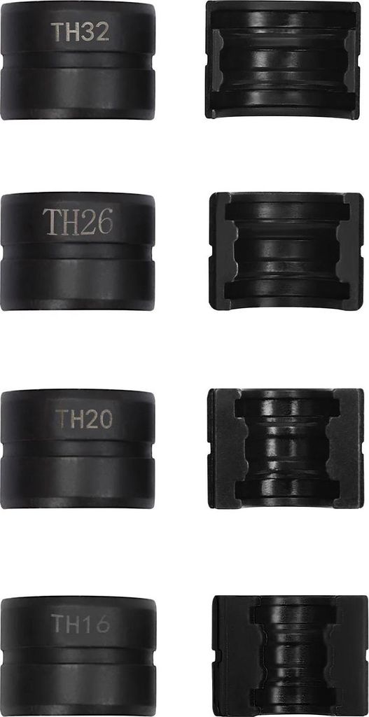 Pressbacken-Set - TH16/20/26/32 - Für Presszange/Rohrpresszange - Innendurchmesser 16/20/26/32 mm - Höhe 32 mm - Legierter Stahl - Schwarz