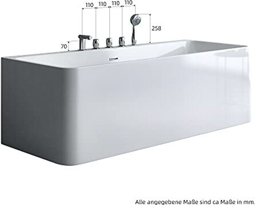 doporro Design-Badewanne Vicenza601 180x80x57cm komplett Produktbild 5