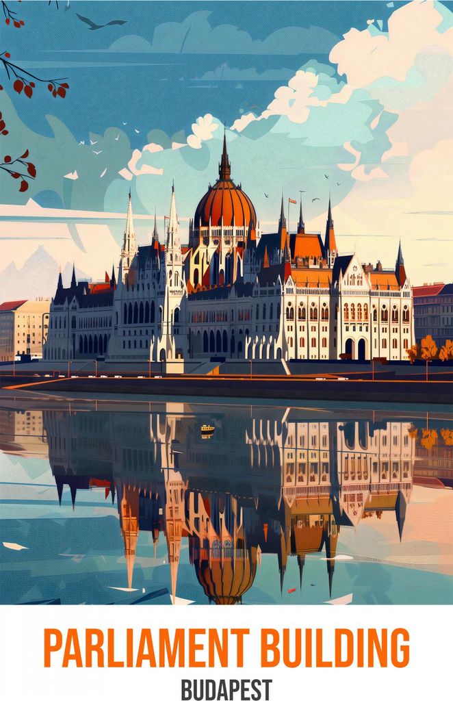 Plakat 20,5x28,4cm Parlamentsgebäude, Budapest