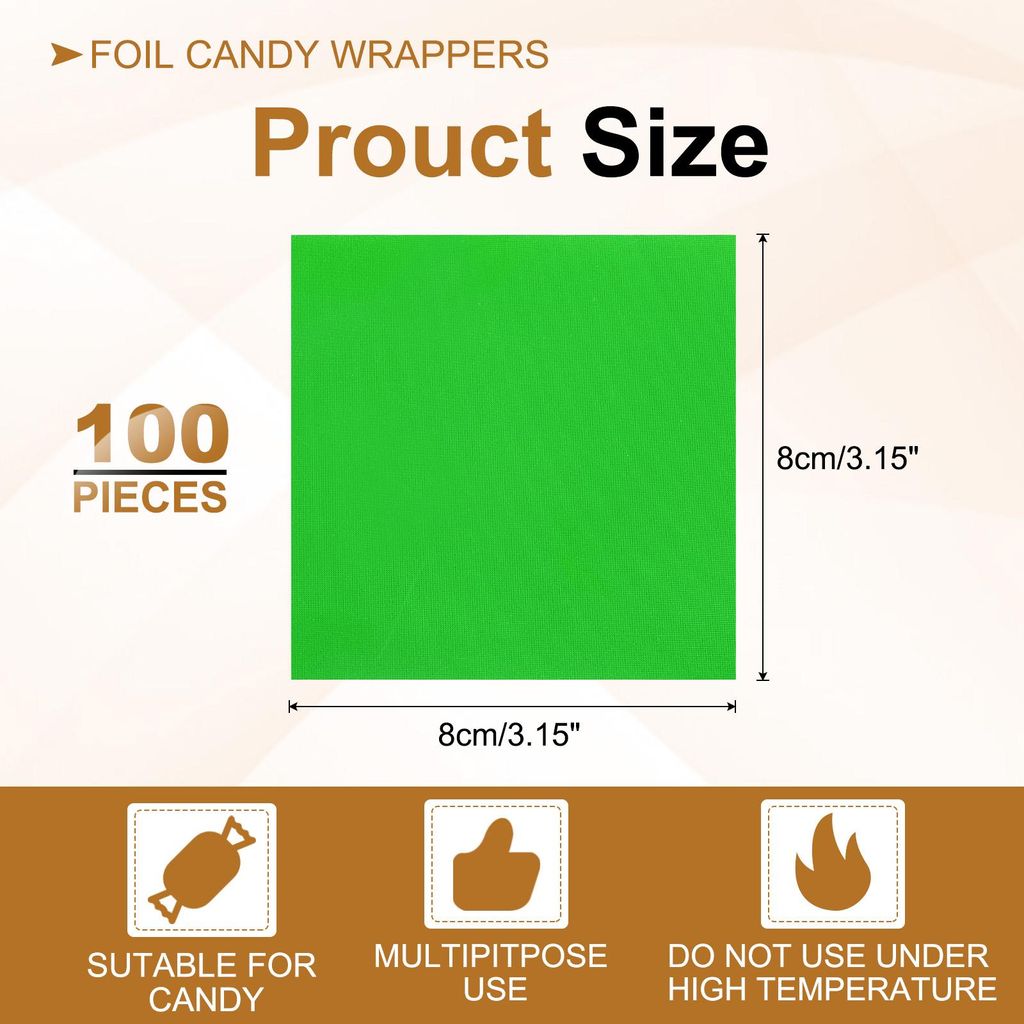 100 Stš¹ck Folie Papier Wrapper, 8x8cm Aluminiumfolie Bonbonpapier, Schokolade Verpackungen fš¹r Bonbonpapier Ostern, Sš¹?igkeiten und Pralin...