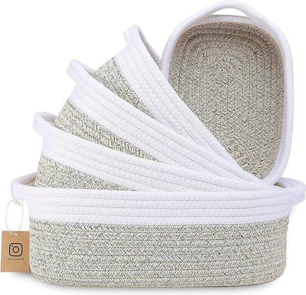 Fini le Désordre avec ce Lot de 5 Paniers de Rangement en Coton Souple