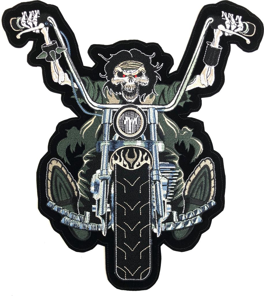 Skelett auf Motor XXL-Emblem-Aufnäher zum Aufbügeln