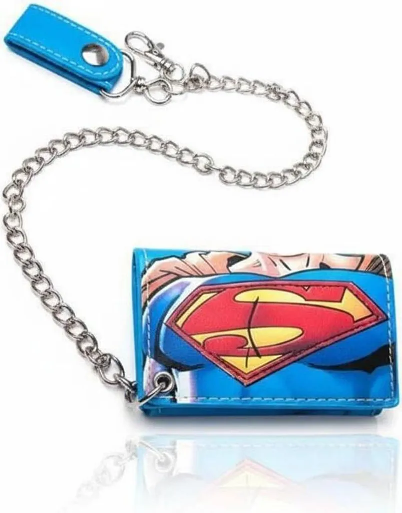Portafoglio Superman Trifold con Catena | Portafoglio Uomo DC Comics