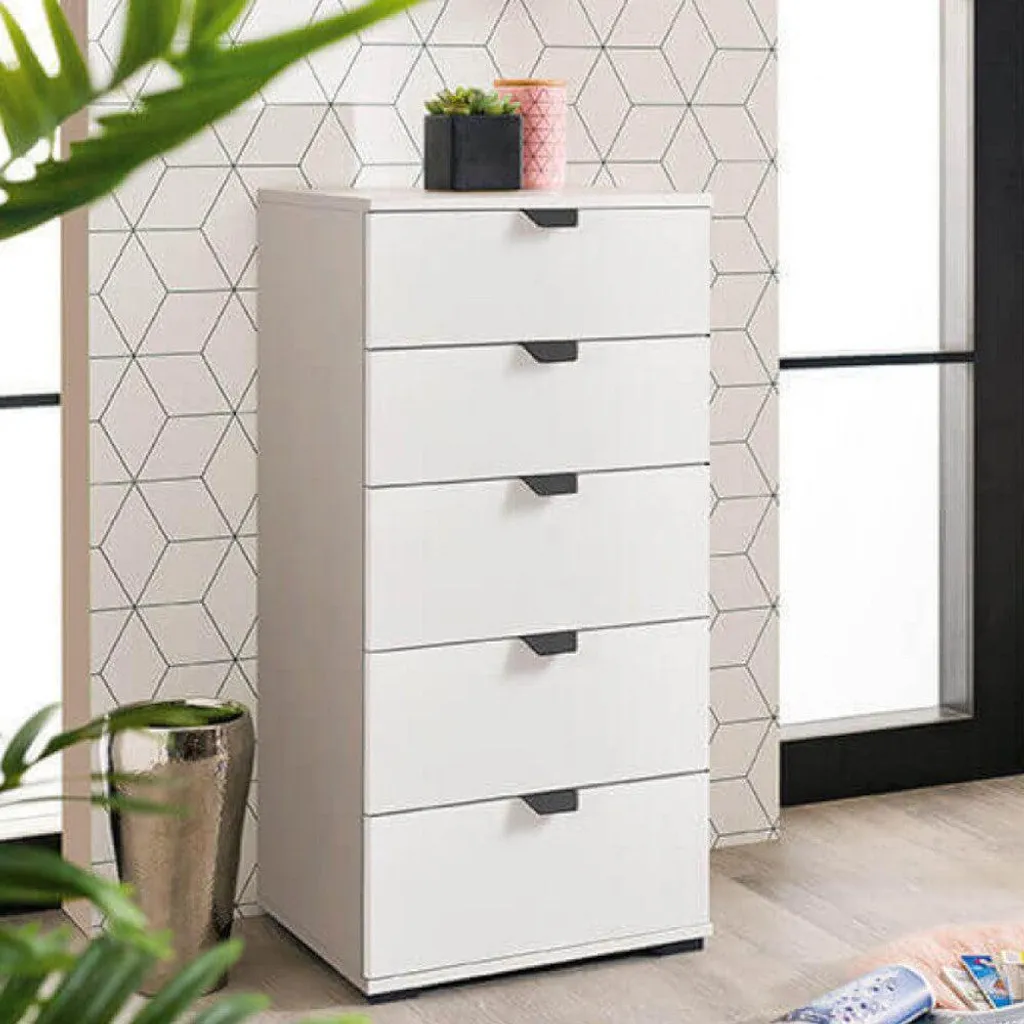 Commode moderne en aggloméré bilaminé blanc mat, 45x40x95 cm Duero