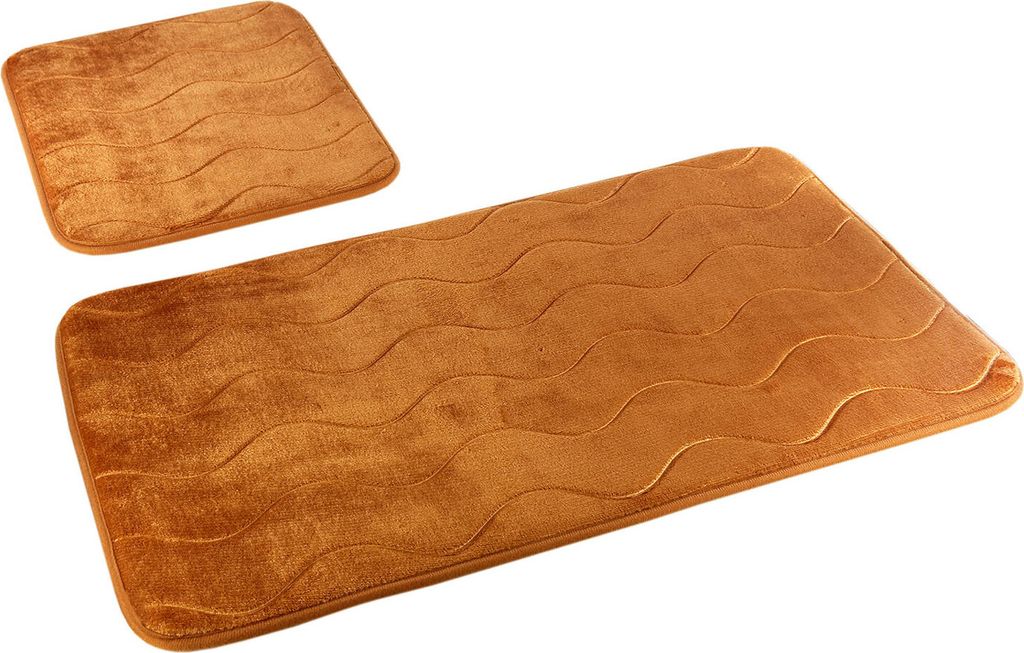 Badezimmer Teppiche Sumba Hellbraun 23 - Zweiteilig 2 Stück: Teppich 45x75+ Unterlage 45x35