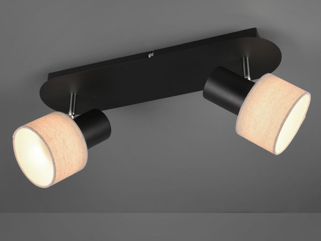 Design Deckenstrahler runde Lampenschirme Stoff 2 Spots schwenkbar Deckenlampen