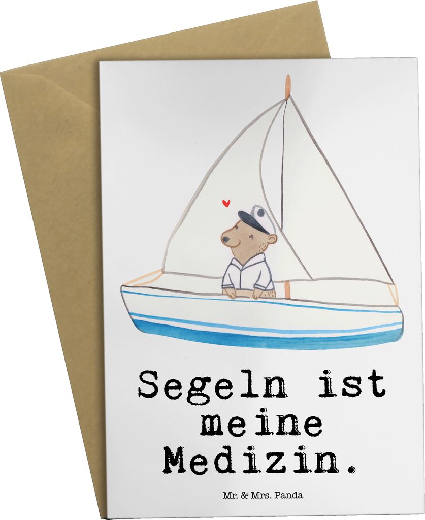 Mr. & Mrs. Panda Grußkarte Bär Segeln - Weiß - Geschenk, Produktbild 