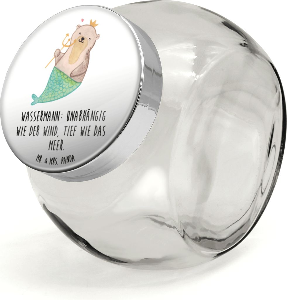 Mr. & Mrs. Panda Kaffeedose Wassermann Astrologie L 870ml - Weiß - Geschenk, Geburtstagsgeschenk, Sternzeichen, Lebensmittelbehälter, Teedose, au...