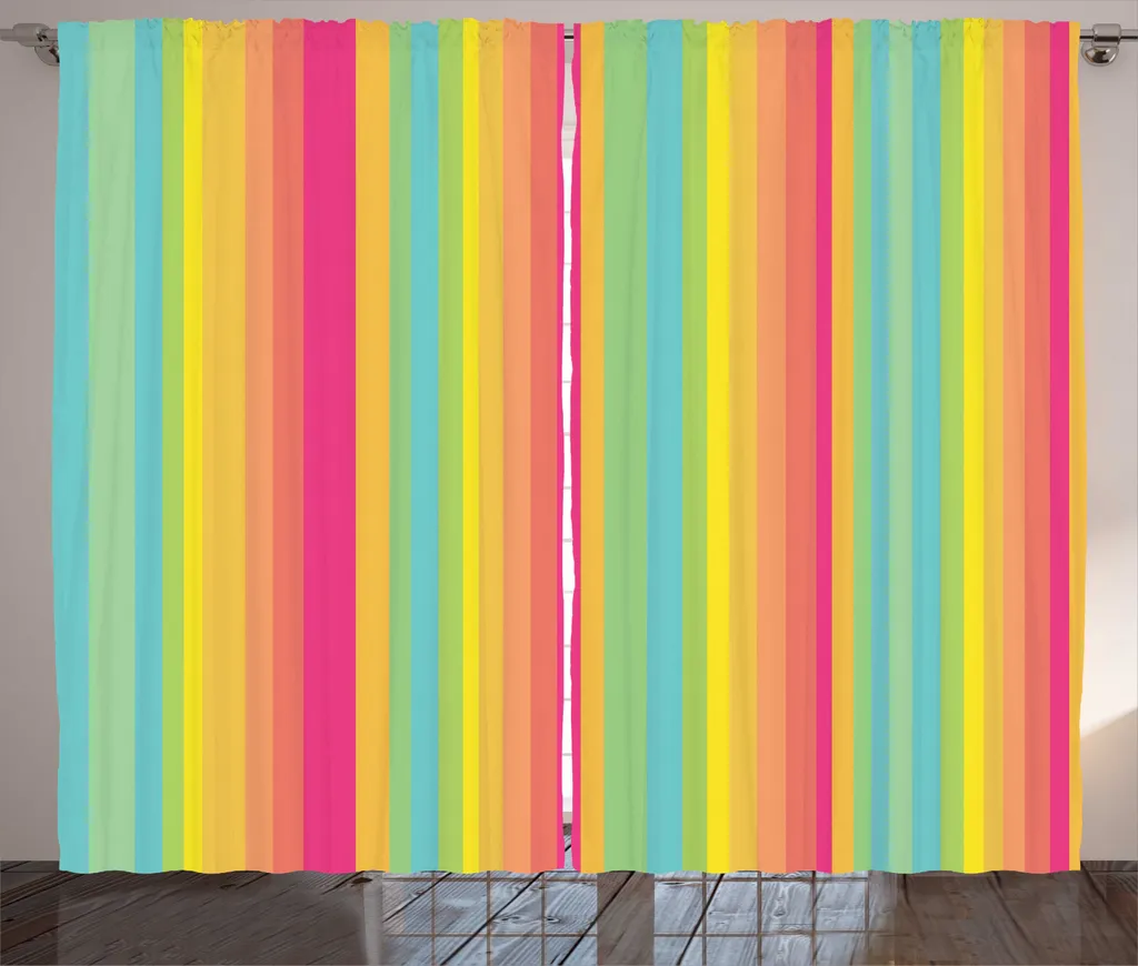 Paire de rideaux universels de salon à boucles 280x225cm multicolores