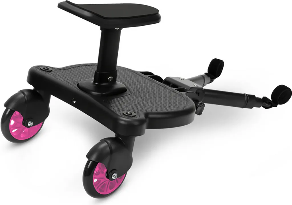 Marchepied Poussette 360° avec Siège Rose et Double Roues Stables