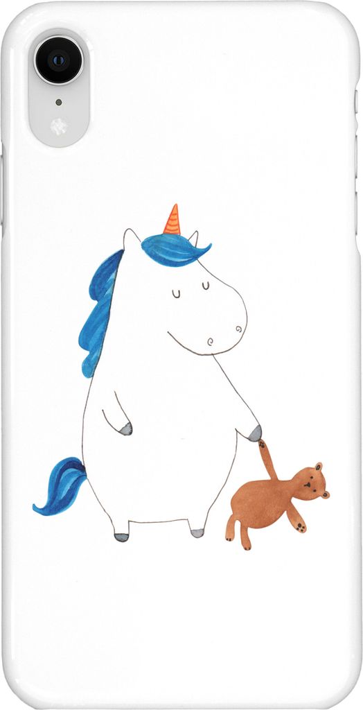 Mr. & Mrs. Panda Iphone XR Handyhülle Einhorn Teddy - Weiß - Geschenk, Einhörner, Premium Kunststoff, schlafen, Bett, Freundin, Handy Case, Gute...