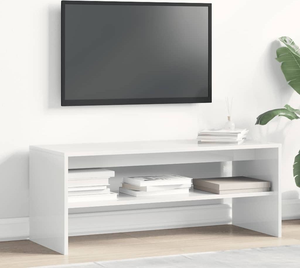 "Winterschlussverkauf "TV-Schrank Industriestil - CLORIS - Fernsehenschrank - Hochglanz-Weiß 100x40x40 cm Holzwerkstoff - DEMöbel4185232