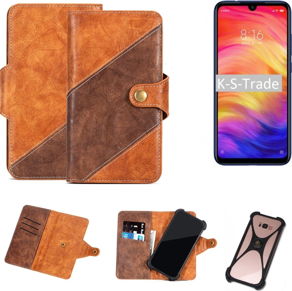K-S-Trade Handyhülle Schutzhülle Bookstyle Case Wallet-Case kompatibel mit Xiaomi Redmi Note 7 india Cover Klapphülle Kantenschutz Smartphone