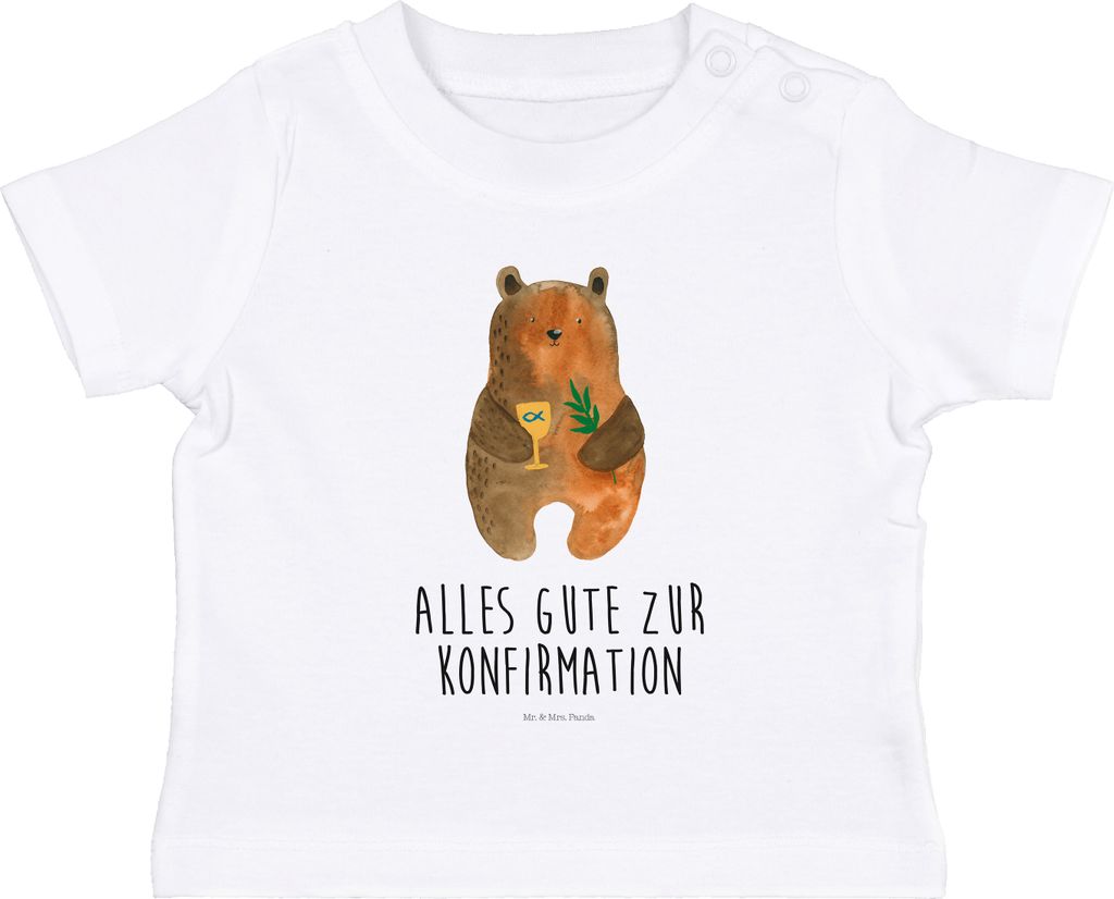 Mr. & Mrs. Panda T-Shirt Bär Konfirmation 6. - 12. Monat - Weiß - Geschenk, Babyshirt, Evangelisch, Teddy, Gottesdienst, Kleinkind, Kirche, Baby ...