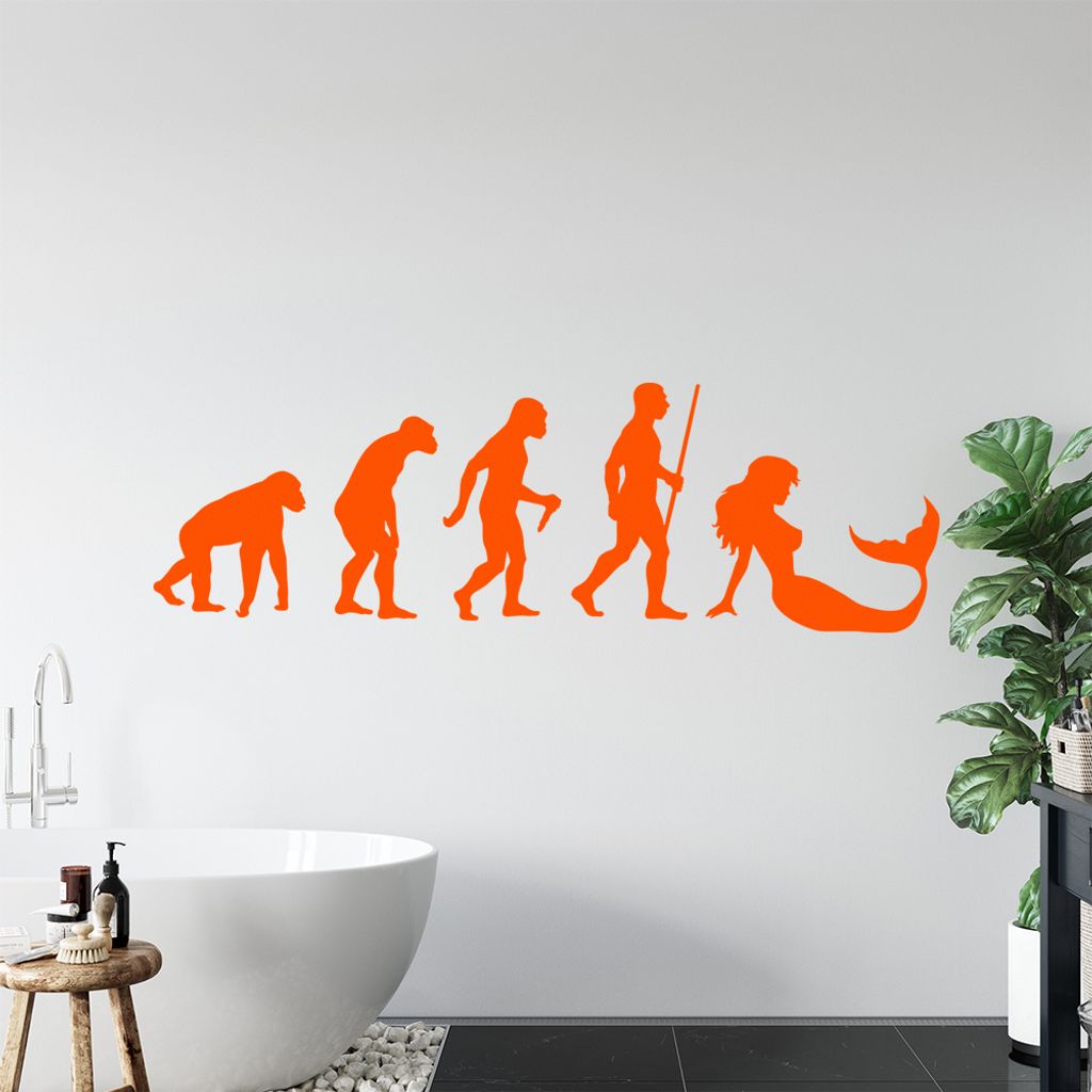 Meerjungfrau Evolution Wandtattoo Wandaufkleber Wall Sticker - Dekoration, Küche, Wohnzimmer, Schlafzimmer, Badezimmer