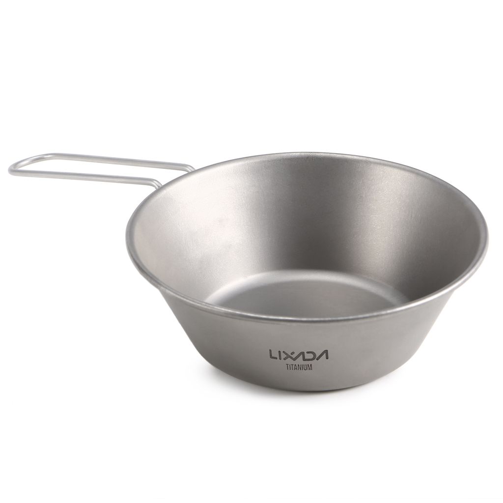 Lixada Titanium Bowl mit faltbarem Griff fš¹r Outdoor Camping Wandern Rucksack Picknick
