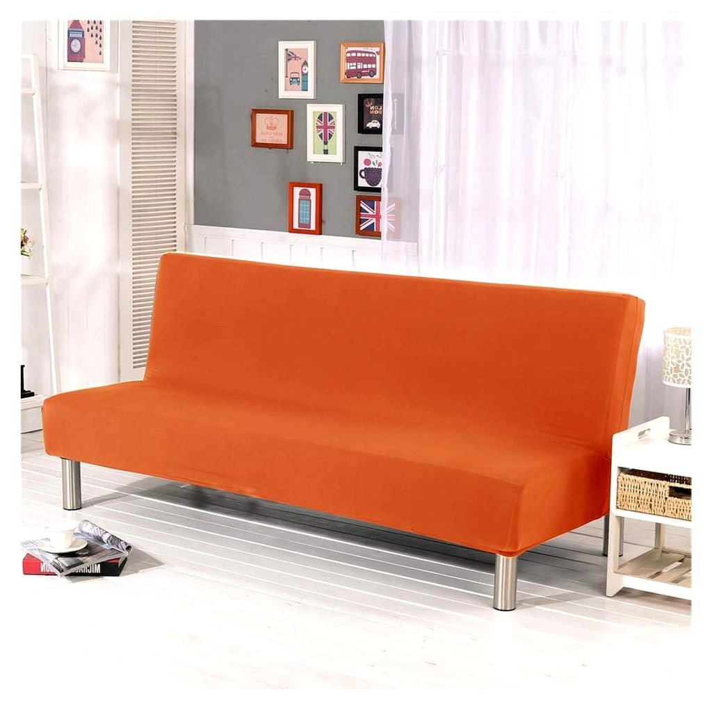 Sofabezug ohne Armlehnen, Polyester, Elasthan, Stretch, Futon, Schonbezug, elastisch, faltbar, passend für Klappsofa ohne Armlehnen (klein, Candy ...