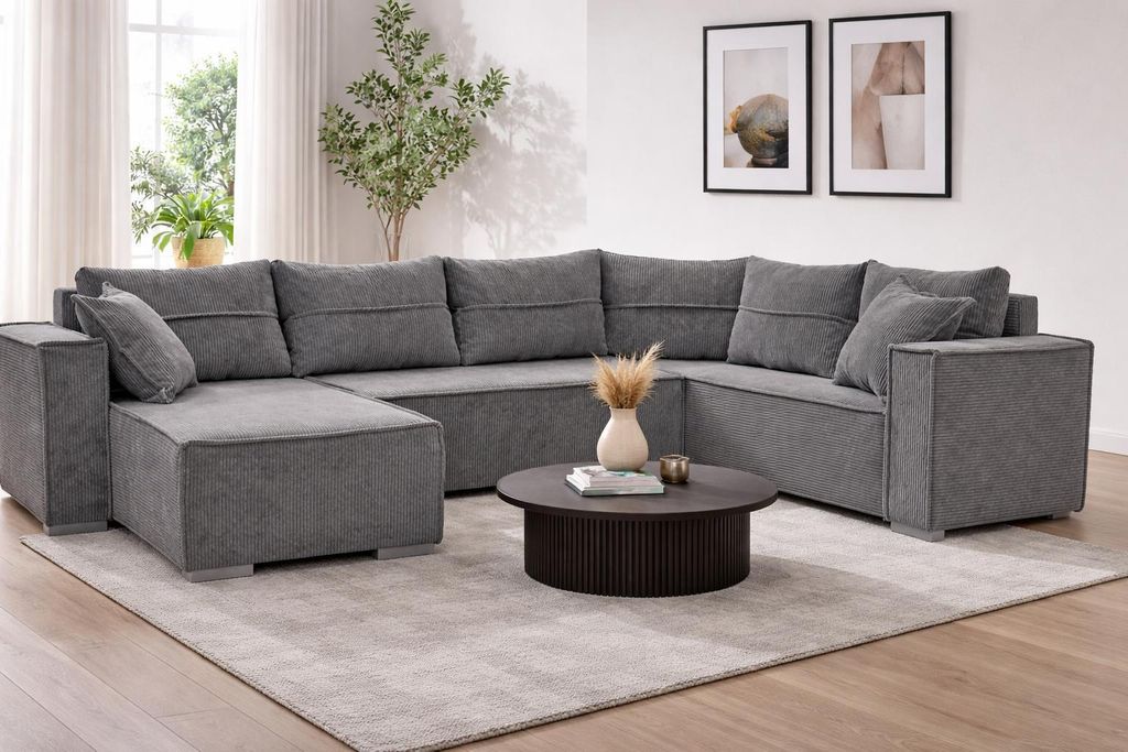 STYLO Couchgarnitur U-Form – Ecksofa in Cord Poso 55 mit Produktbild 