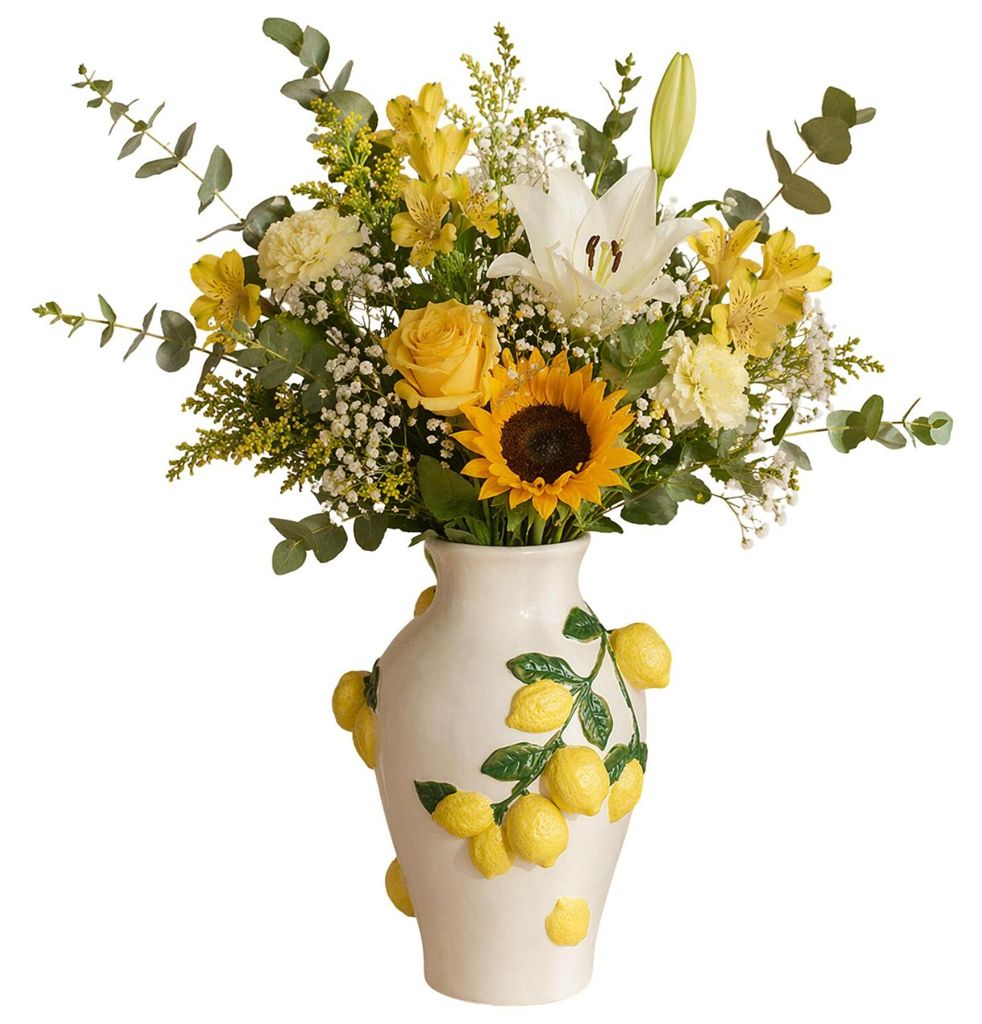 Atmosphera Blumenvase Zitronen - gelb - Keramik - D20 x H33 Produktbild 