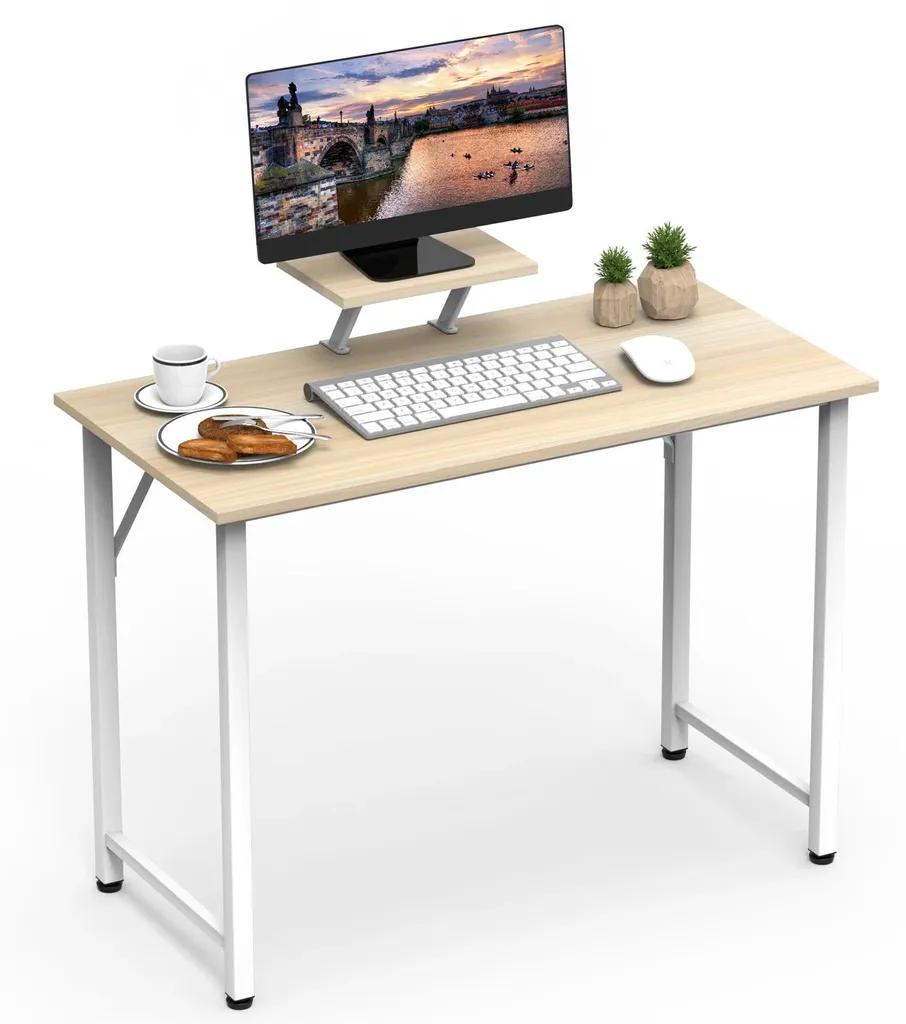 Bureau d'ordinateur 100x50 cm avec tablette écran et cadre métallique