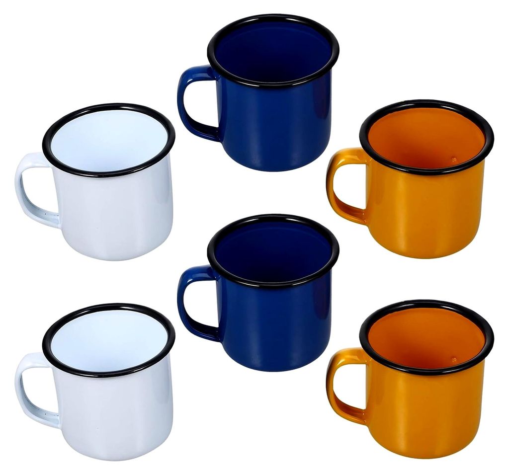 6 Stück Espresso Emaille Tassen Nostalgie Vintage Wasserbecher aus Emaille hitzebeständig und leicht zu reinigen für Hotel- und Innenanwendungen...
