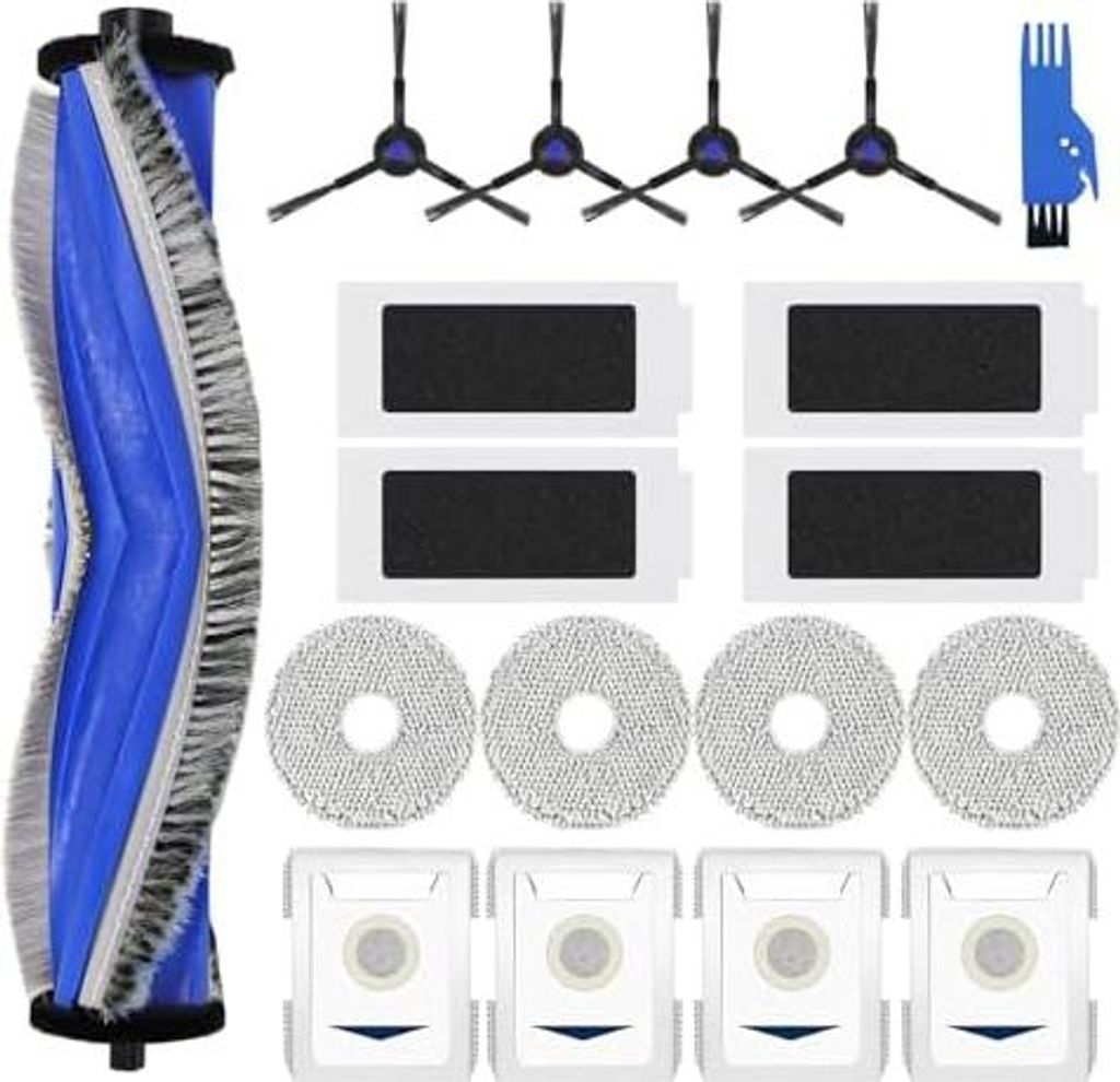 T30 Zubehör Ersatz Kompatibel für ECOVACS DEEBOT T30 PRO OMNI / T30 OMNI Saugroboter, 1 Hauptbürste, 4 Filter, 4 Seitenbürsten, 4 Mopp Wischtü...