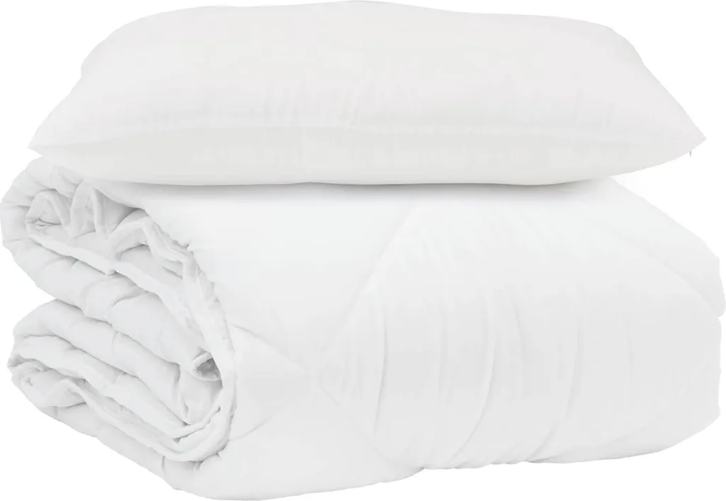 vidaXL Coperta Estiva Bianca con Cuscino in Microfibra - Set 2 Pezzi