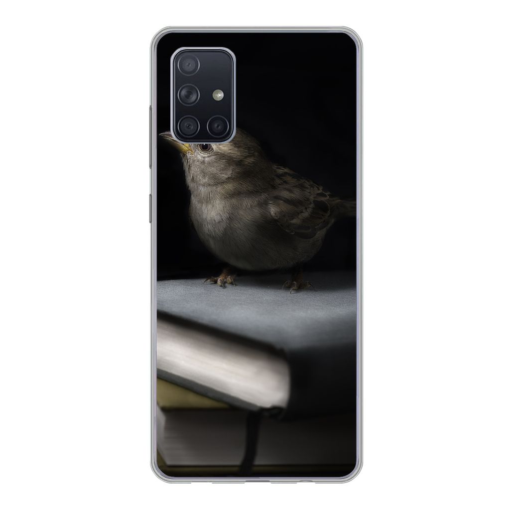 MuchoWow Handyhülle Schutzhülle Hülle für Samsung Galaxy A51 Vogel - Bücher - Porträt Silikon Softcase Handy Hülle - Schutzabdeckung